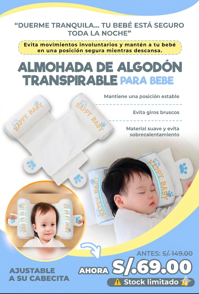Almohada de algodón transpirable para bebé