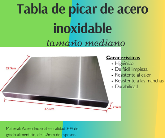 Tabla de picar de acero inoxidable mediano