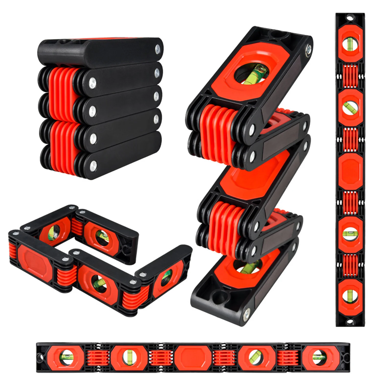 Kit de Carpintería Pro: Nivel Magnético Plegable (60 cm) + 5 Marcadores de Agujero Profundo